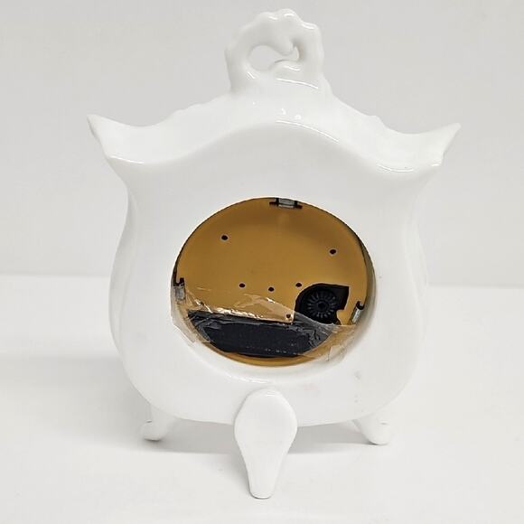 Lefton Vintage 1991 Set of Purple Floral China Dishes 2 Trinket Boxes and Clock - Picture 11 of 14